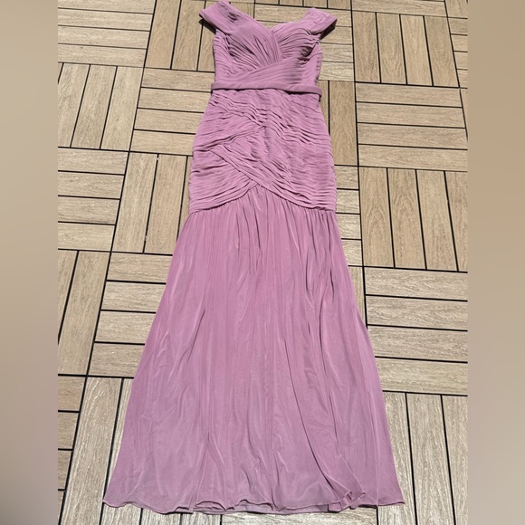 La femme dusty rose pink elegant ruched body maxi dress gown - Picture 10 of 10